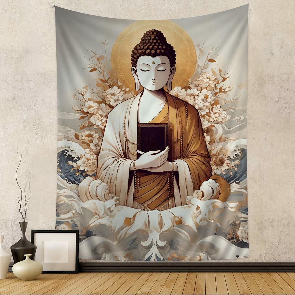 Religious Buddha With Flowers Hanging Bohemian Tapestry Bohemian Wall Tapestries Mandala Kawaii Room Decor