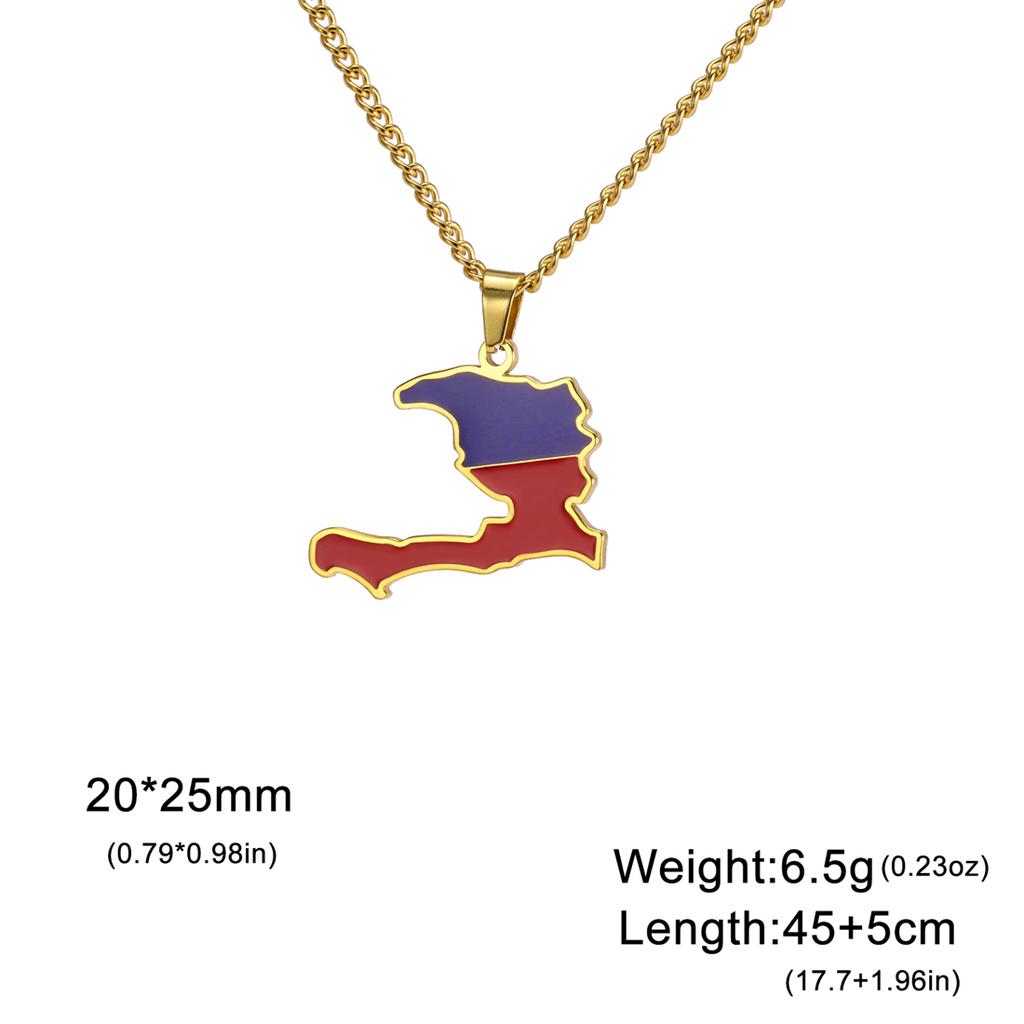 EUEAVAN Latin American Country Map Necklace Stainless Steel Haiti Argentina Venezuela Colombia Chile Flag Jewelry Gift Wholesale