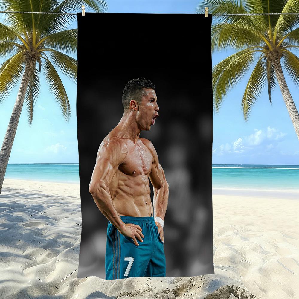 Asciugamano da Spiaggia in Microfibra Stampato Sport Calcio Asciugatura Rapida Morbido Assorbente Asciugamano da Bagno per la Costa