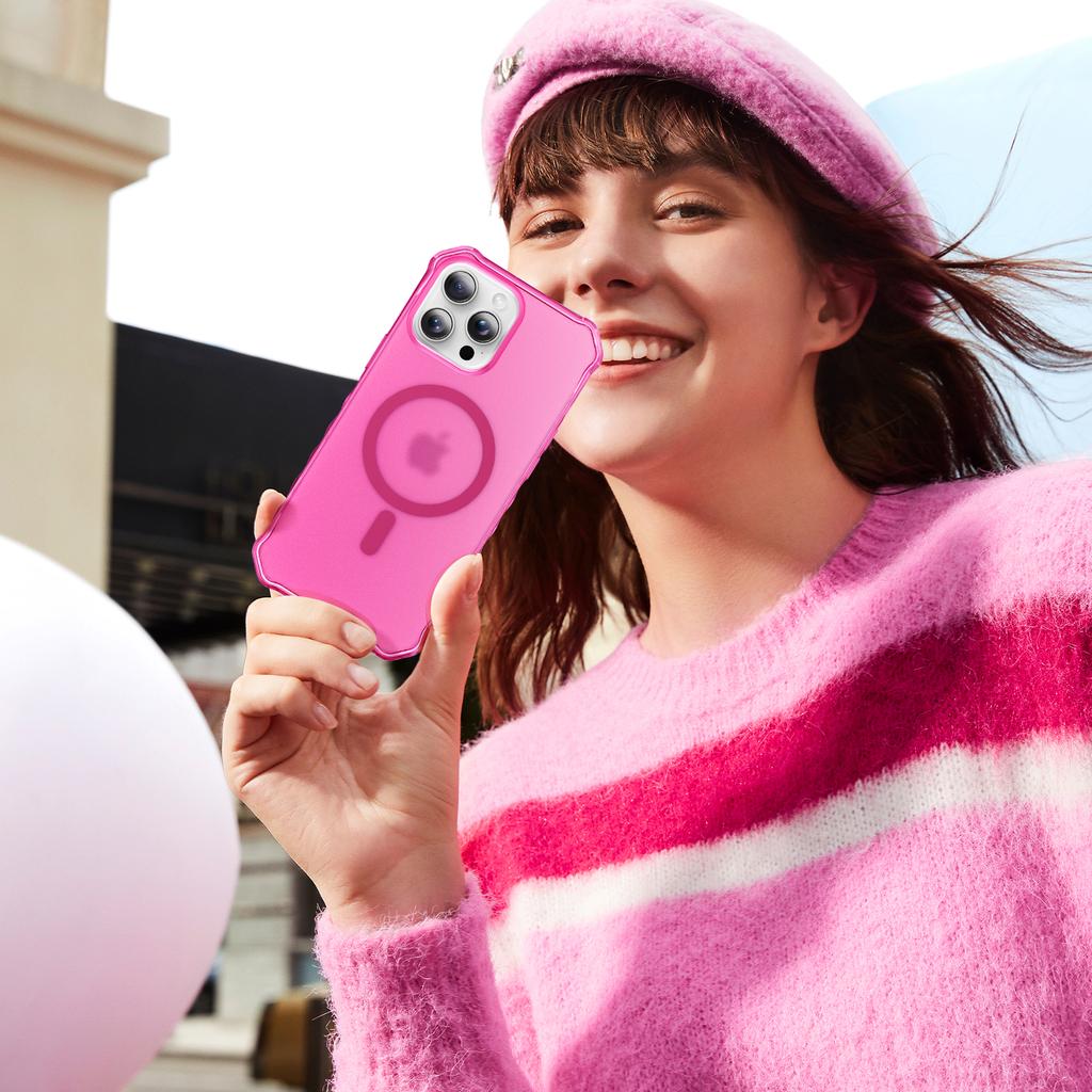 Coque pour iPhone 15 Pro Compatible MagSafe Bord Ondulé Fin Housse de Téléphone PC + TPU