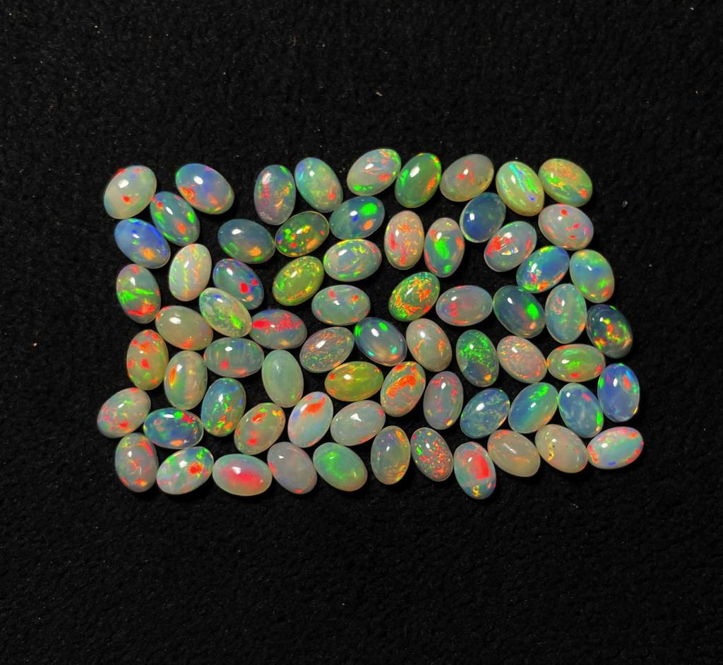 Natural Multi Fire Ethiopian Opal Oval Cabochon Loosse Gemstone Lot 50 Pcs 5*7 MM Opal Cabochon Gemstone For Jewelry Making