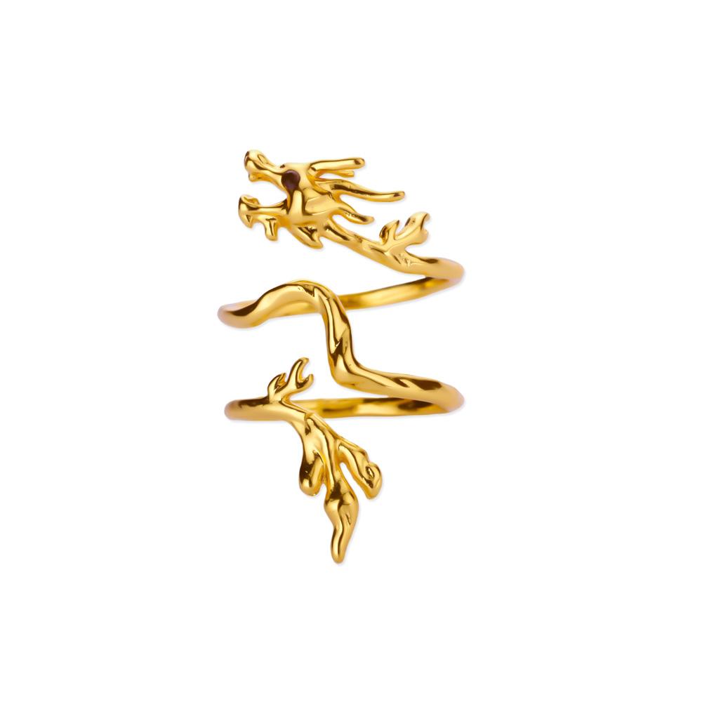 Vintage Dragon Rings For Women Gold Color Punk Opening Adjustable Dragon Ring Hip Hop Jewelry Accessories Gifts