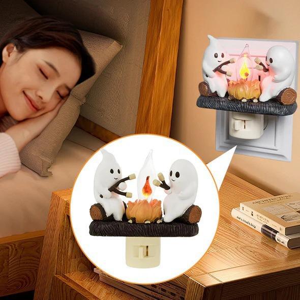 Hot-selling Halloween ghost night light, festive home decoration, ambient lighting, creative Halloween resin crafts