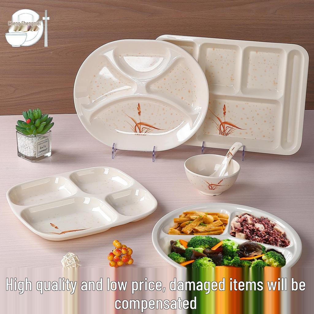 Autumn Grass Melamine Compartment Plate - Durable Dining Tableware for Restaurants, Schools, and Canteens