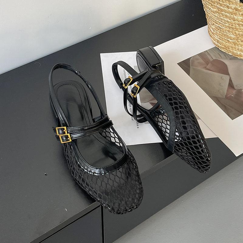 Fashion Big Size Fashion Mesh Women Flats Sandals Mules Shoes Spring Summer Breathable Female Shallow Footwear Ladies Flat Sandals Shoes