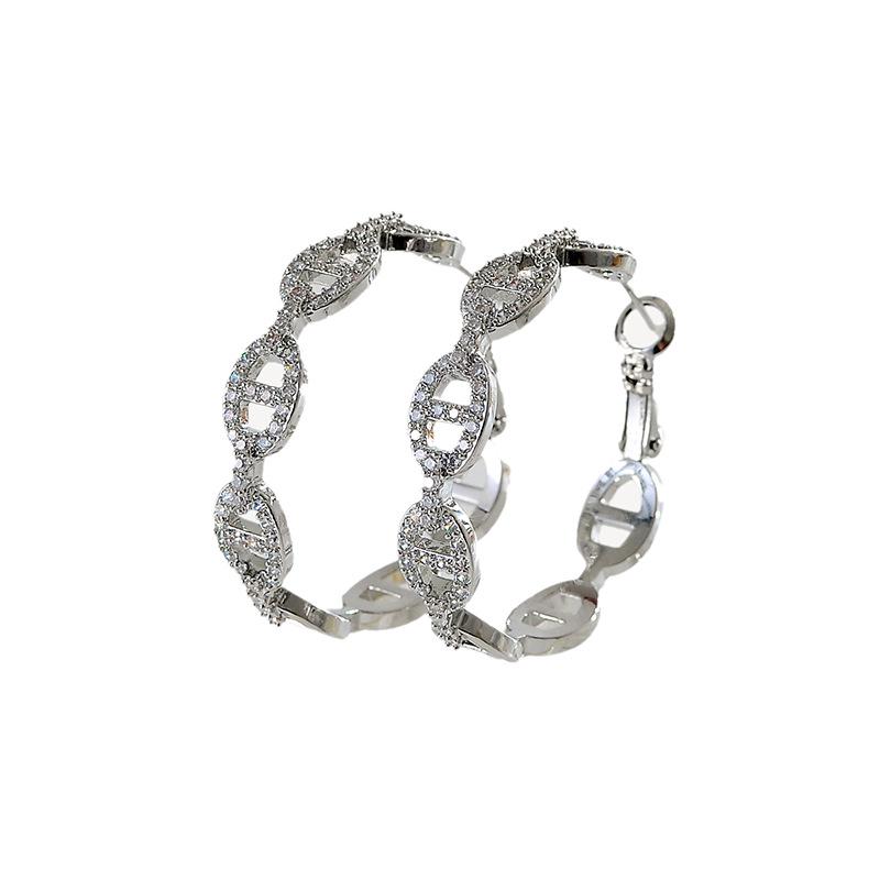 S925 Sterling Silver Korean Pig Nose Earrings In Japanese Style - Circle Light Luxury Ear Hoops for Influencers