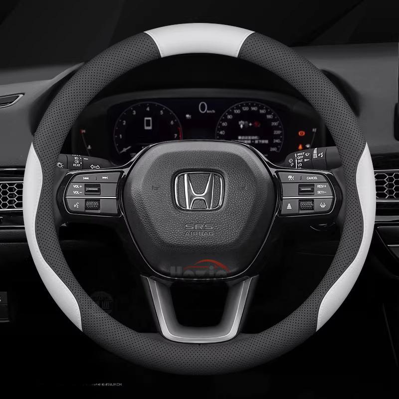 AAAKM1 Leather Car Steering Wheel Cover for Honda HRV CRV Civic City Passport Accord CRZ 2022 2023 2024 2025 2026 Interior Accessories