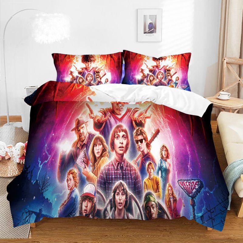 Three-Piece Home Textile Quilt Cover Four-Piece Stranger Things 3D Digital Printing Quilt Cover Pillowcase Bedding