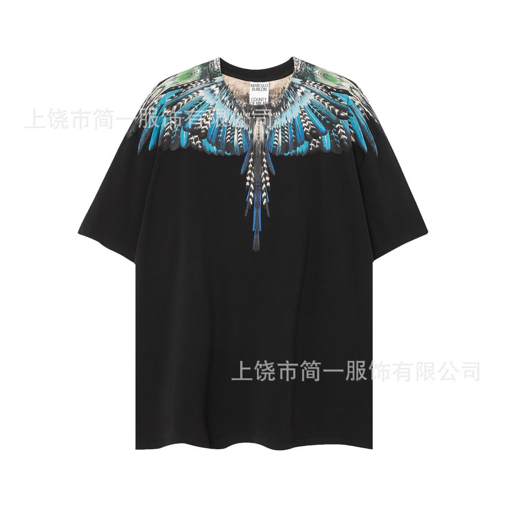Summer Men's and Women's Same Fashion Trend T-shirt Personalized Trend Wing Printing Comfortable and Simple