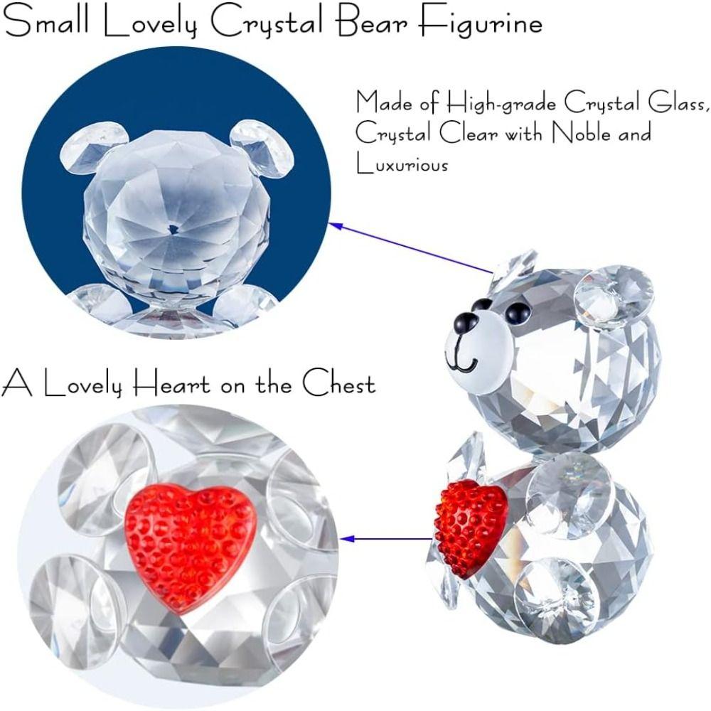 Red and Transparent Crystal Baby Bear Figurine Collection Bear Pretty Glass Ornament  Home
