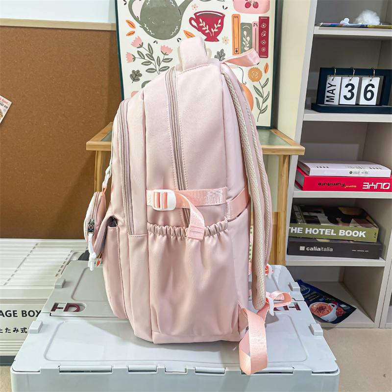 Color Block Student Schoolbag Women College Style Backpack