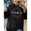 Women's Autumn and Winter Casual Loose and Comfortable Warm Poetry 91 Pattern Printed Round Neck Long Sleeved Pullover