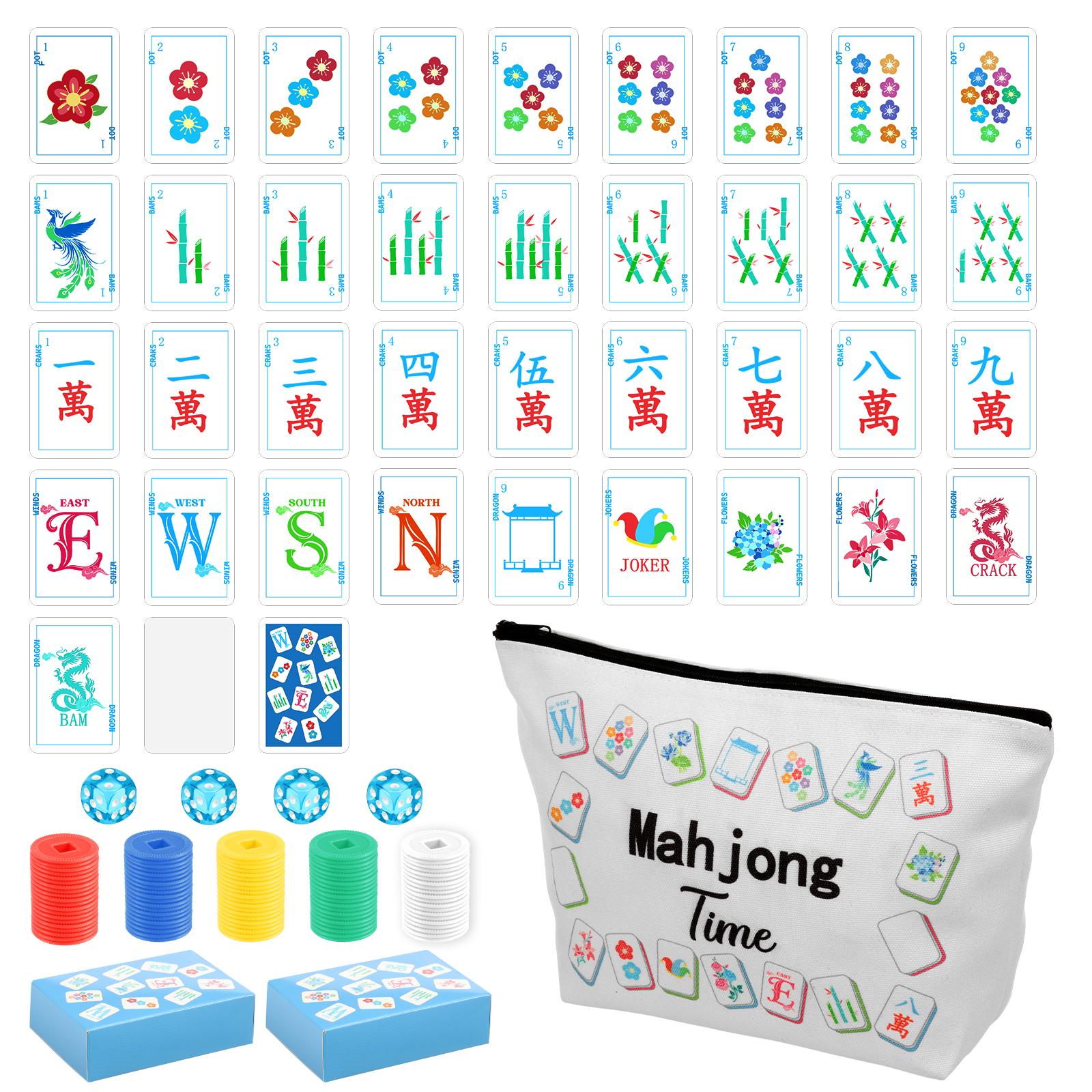 Mahjong Card Poker Game Set Mahjong Playing Cards Chinese Mahjong Mini Playing Cards for Parties Family Activities Travel Home