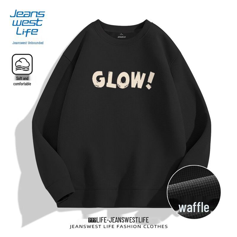 JEANSWEST LIFE Men's Letter Print Crewneck Sweatshirt