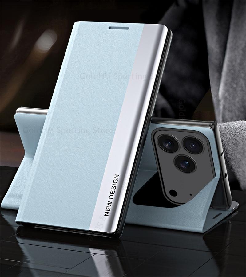 Cases For iPhone 17 Pro Max 5G 6D Plating Leather Phone Kickstand Case For Apple 17 Air 16e 15 Pro Max 14 Plus Full Protection Magnet Book Stand Cover