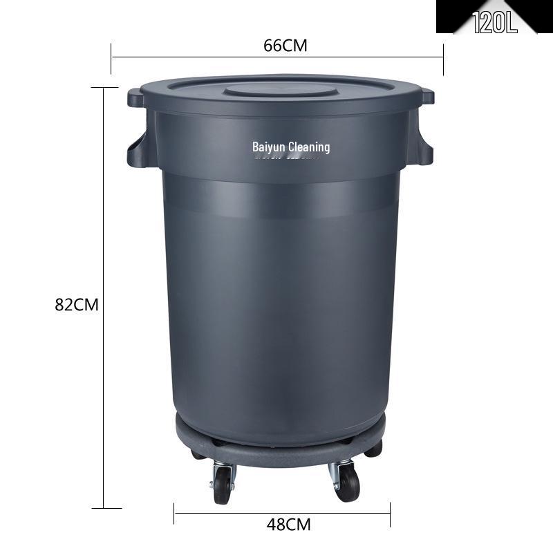 Large Round Wheeled Trash Can with Lid for Outdoor or Kitchen Use
