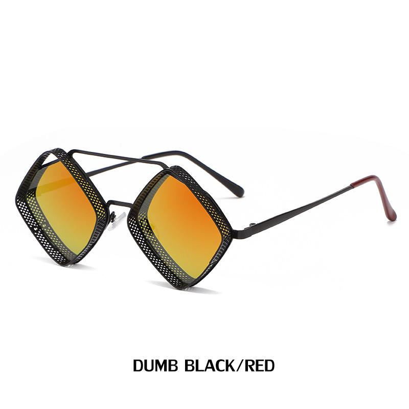 Women Retro Sun Glasses Steampunk Men Metal Hollow Eywear Male Square Sun Glasses Uv400 Brown Orange Rhombus Summer New