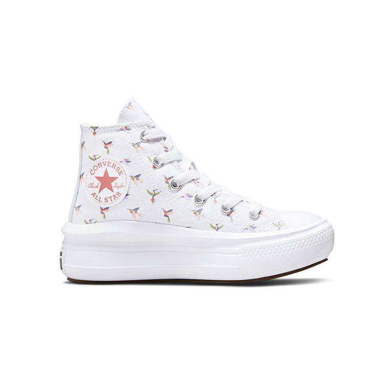 Converse Thick Sole Height Increasing Durable High Top Canvas Shoes Kids Sneakers White A01023C