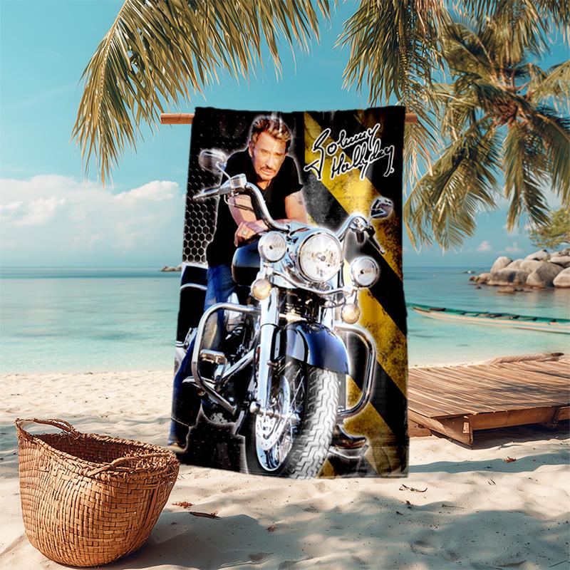 French legendary rock singer and actor Johnny Hallyday towel outdoor camping vacation swimming beach towel outdoor absorbent bath towel Y25