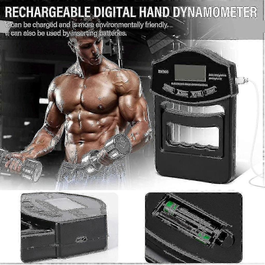 Grip Strength Tester, 396lbs/180kg Digital Hand Dynamometer Grip Strength Meter Usb Lcd Screen Hand-Yvan