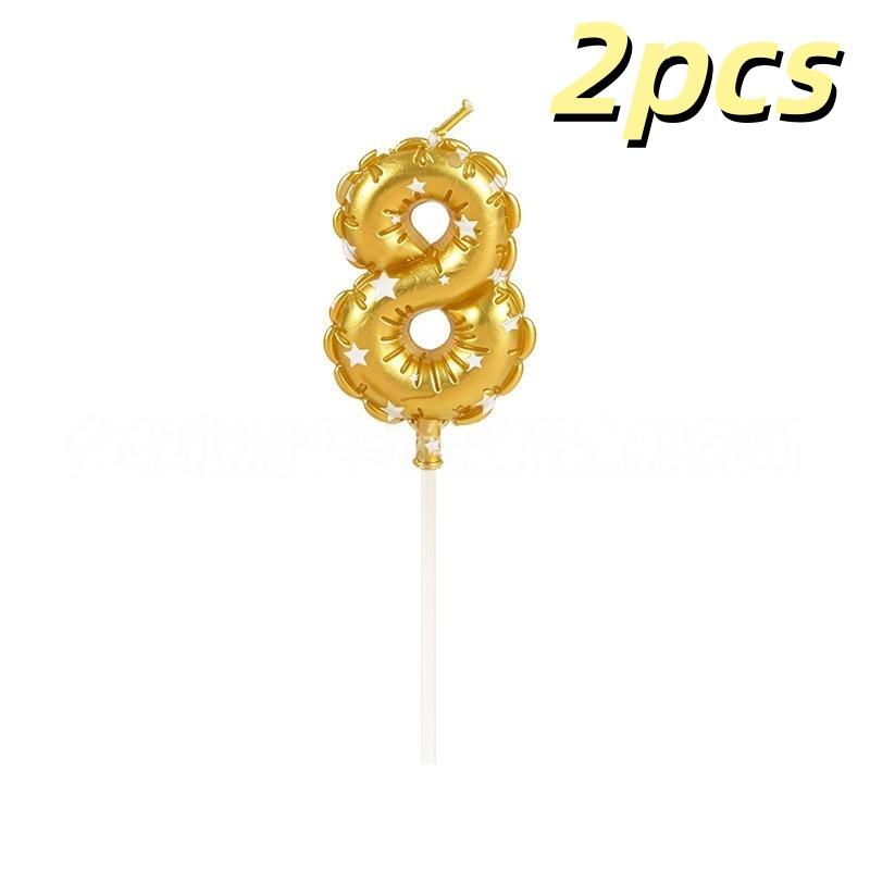 2Pcs Golden Printed Candle, Star Candle, Birthday Candle 0-9 Number Cake Topper, Baby Shower, Valentine'S Day Candles