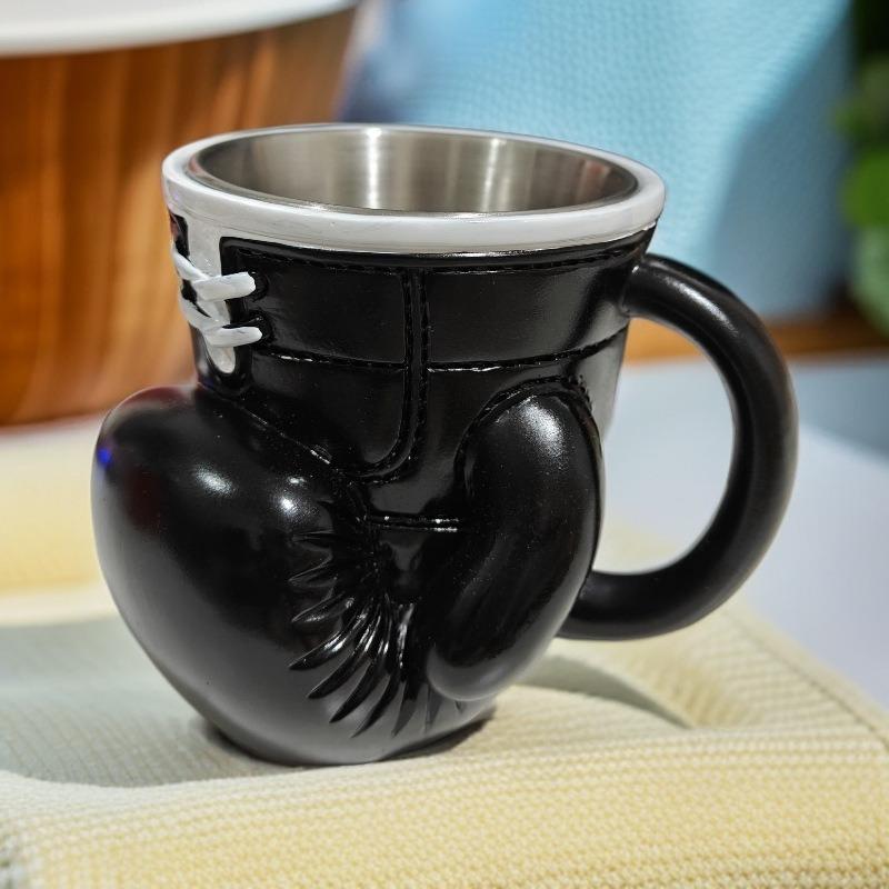 

1pcs Fun Boxing Glove Mug Stainless Steel Coffee Cup Resin Craft Tabletop Ornament Creative Novelty Water Cup 200ml 200ml чёрный