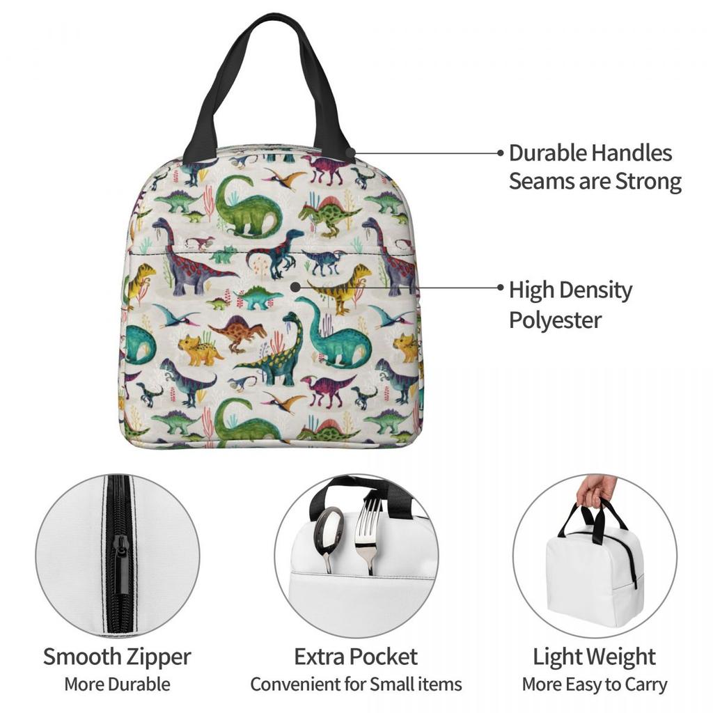 Bright Dinosaurs Insulated Lunch Bag for Women Office Cooler Thermal Food Box Tote Leakproof Lunch Boxes Container