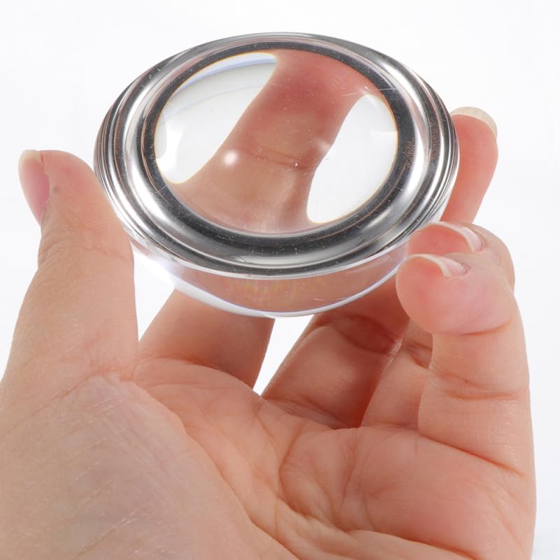 Operitacx Set of 2 Clear Glass Dome Paperweights for Calligraphy Practice, Multi-Purpose Desk Accessories, Approx. 1.57" x 1.57" x 0.79