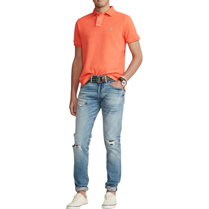 Polo Ralph Lauren Solid Color Logo Embroidered Straight Fit Short Sleeve Polo Shirt Men Tops Orange MNPOKNI1N821132-800