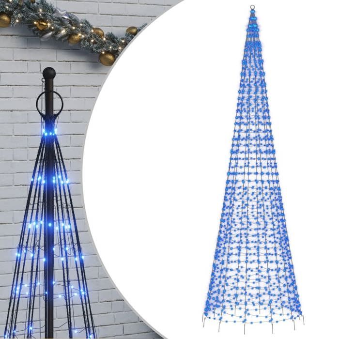 VidaXL LED Christmas Tree On Flagpole 1534 LEDs Blue 500 Cm, Christmas Decoration, LED Light, Christmas Light 358119