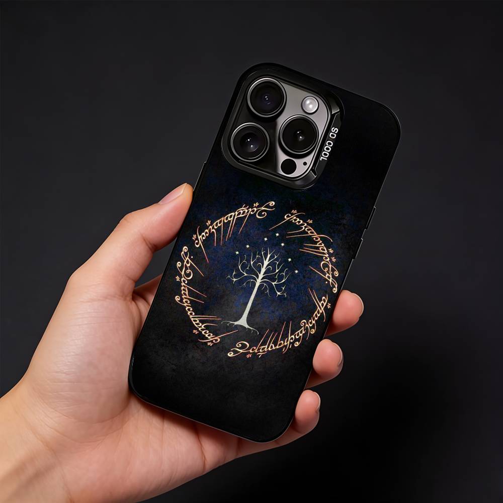 L-Lord of the R-Rings Map Logo Phone Case For iPhone17, 16,15,14,13,12 Pro Max Black Candy Matte Shockproof Cover