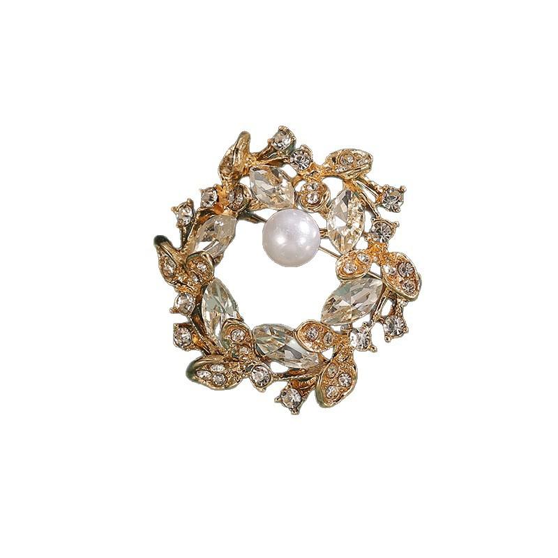 Flower Wreath Brooch Women's Retro Brooch Niche Brooch High-end Light Luxury and Creative Brooch