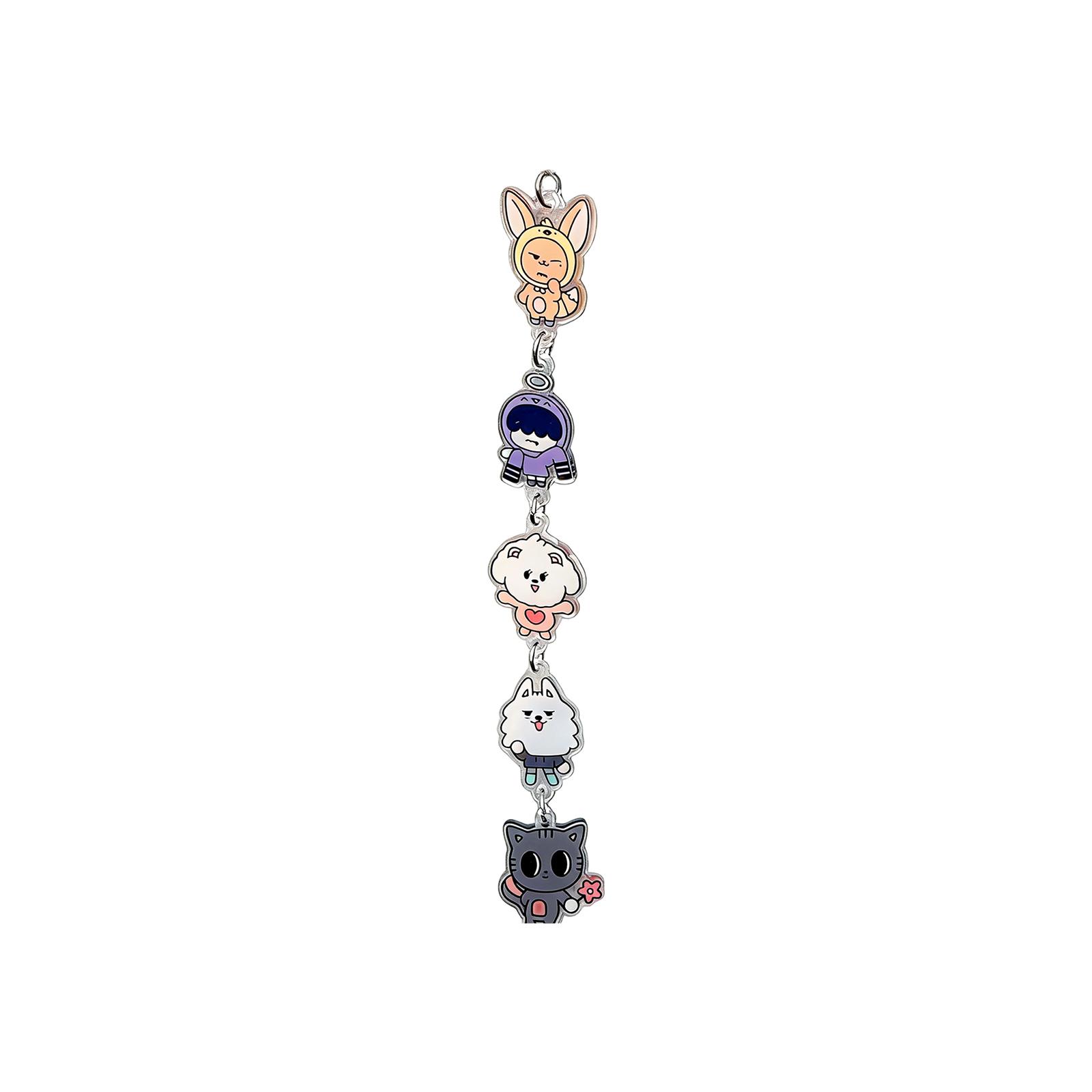 Cute Double-Sided Acrylic Cartoon Charm Keychain Strand - Trendy Decor For Keys, Backpacks & Daily One Size