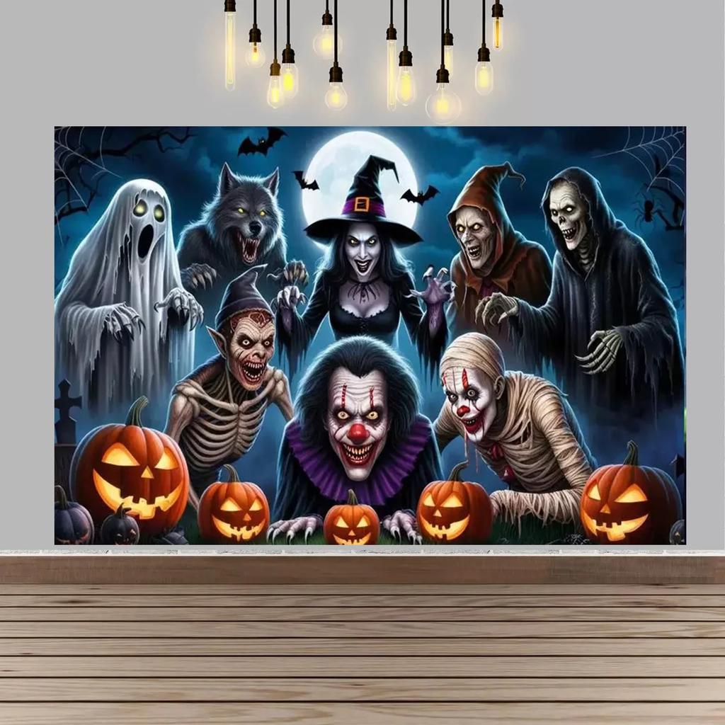 Halloween Party Decor Backdrop Halloween Ghost Bloody And Terrifying Haunted House Ghost Decor Party Supplies Photography Props