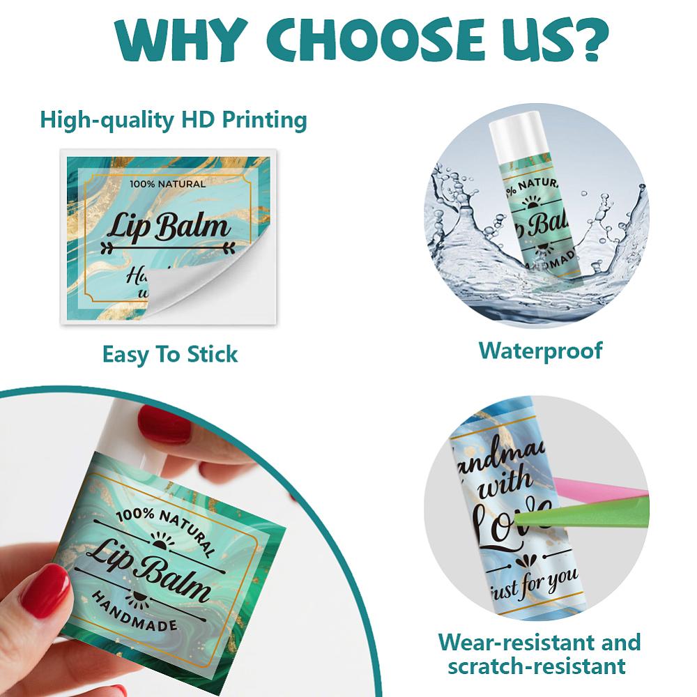 Picture Stickers for Lip Balm DIY Paper Stickers Labels Word 54x44mm 8pcs/sheet