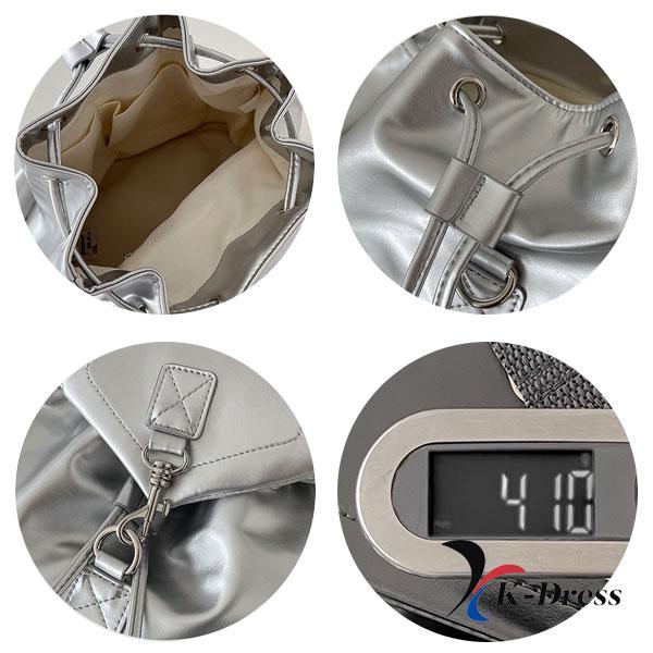 Lesklý batoh se stahovací šňůrkou, mini popruh, kožená školní taška