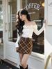 Fei Yuan Plaid Belted Red Skirt - Festive Autumn/Winter Style