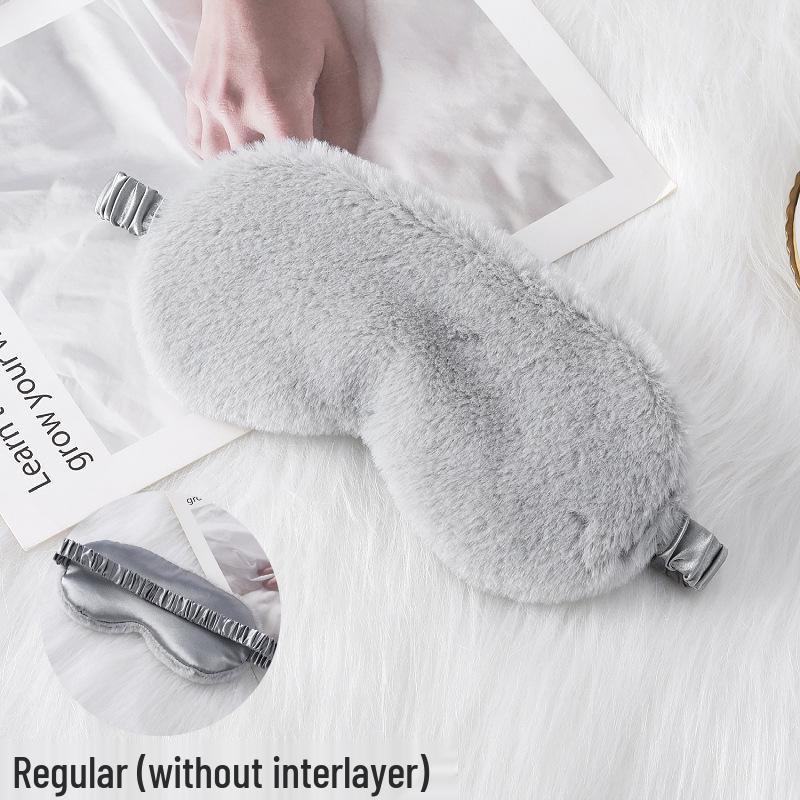 Blackout Rabbit Fur Sleep Mask - Soft, Breathable, Skin-Friendly, Plush Imitation Silk for Autumn/Winter Eye Protection.