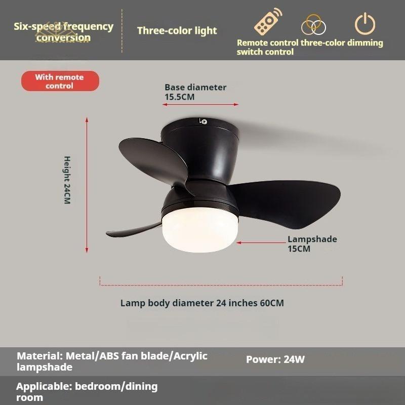 24 Inches Six-speed Electric Ceiling Fan Light Nordic Dining Room Ceiling Fan Light Lamp Frequency Conversion Chandelier Fan
