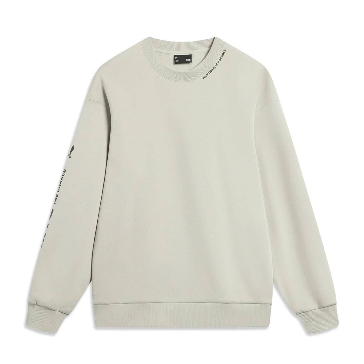 Li-Ning Флисовая толстовка с круглым вырезом, универсальная, простая, свободная, с длинным рукавом, унисекс, AWDTB37-9 S