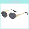 Metal Oval Sunglasses With Uv400 Protection For Fashionable Sunwear And Casual Outings