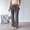New Autumn and Winter Women's Solid Color Casual Bell-bottom Trousers Elastic Waist Versatile Stretch Pants
