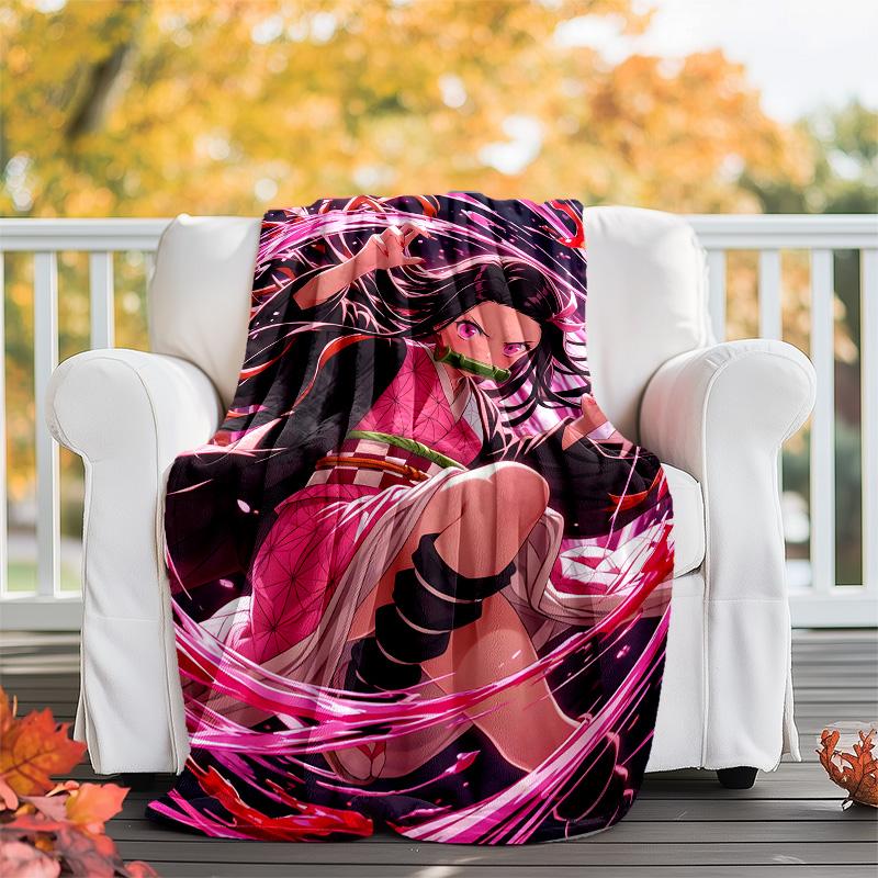 1pc nezouko9 Theme Blanket - Digital Print, Polyester, Cozy for All Seasons, Perfect for Outdoor, and Travel