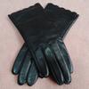 Used KITAMURA Sheepskin Arm Covers Gloves Fleece-Lined Lambskin Ladies Leather Gloves Scallop Design