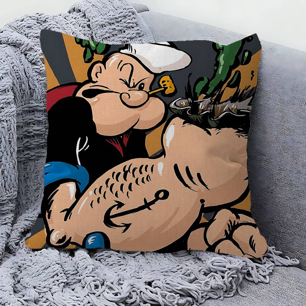 P-PopeyeS The S-Sailor cartoon Pillow Covers Cartoon Sofa Decorative Home Double-sided Printing Short Plush Cute Cushion Cover