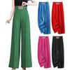 Women Suit Pants High Waist Straight Wide Leg Long Pants with Pockets Solid Color