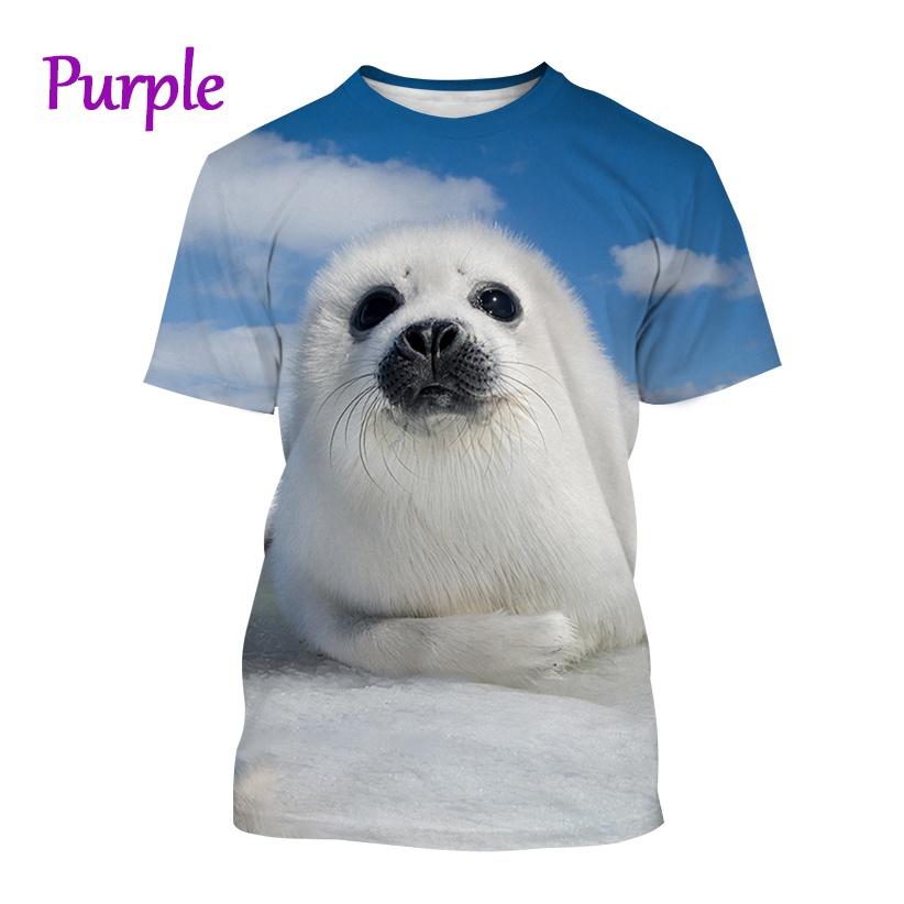 T-shirts Animals Funny Seal Fashion Summer Crew Neck 3D Print TShirts Boy Girl Kawaii Oversized  Casual Streetwear Tee Clothes
