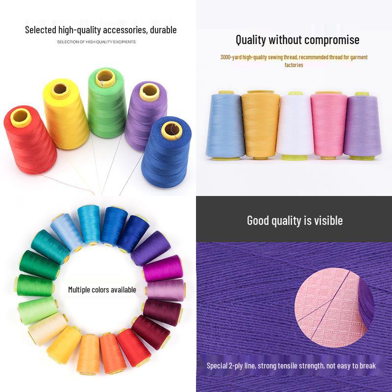 Coarse Polyester Sewing Thread: 20/2 White & Black for Hand Sewing, Quilts, and Overlock, Large & Small Spools.