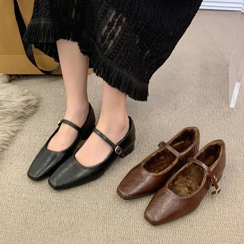 Fashion Shallow Shoes Women Vintage Square Toe Flat British Style Oxford Shoe Female Ballet Casual Loafers Brand