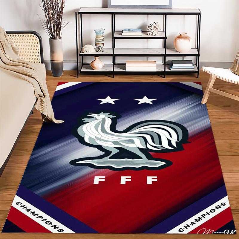 French Rooster Emblem Design Rug Non-slip Rug Suitable for Living Room and Bedroom Sofas